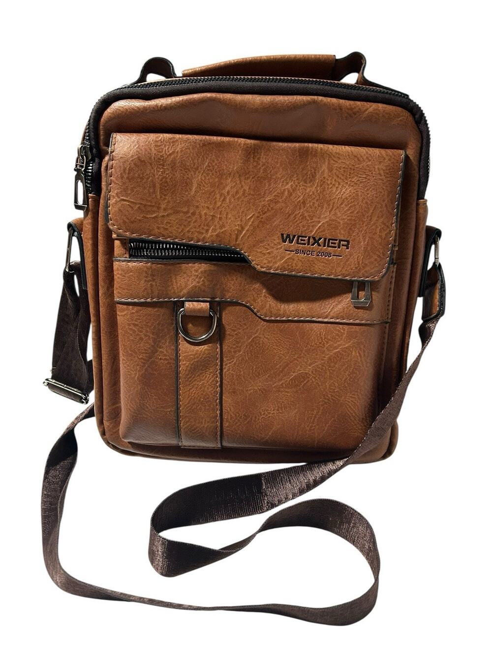 Weixer Crossbody Men’s Shoulder Bag Vintage Leather Vertical Hand Business